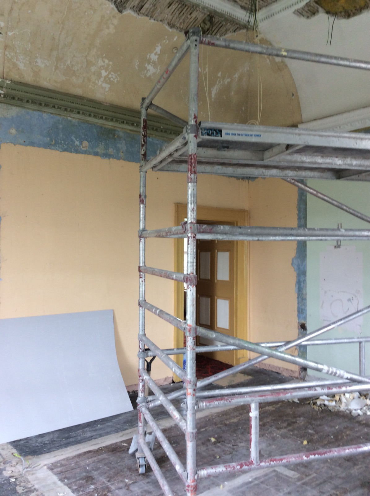 Upper floor landing during restoration